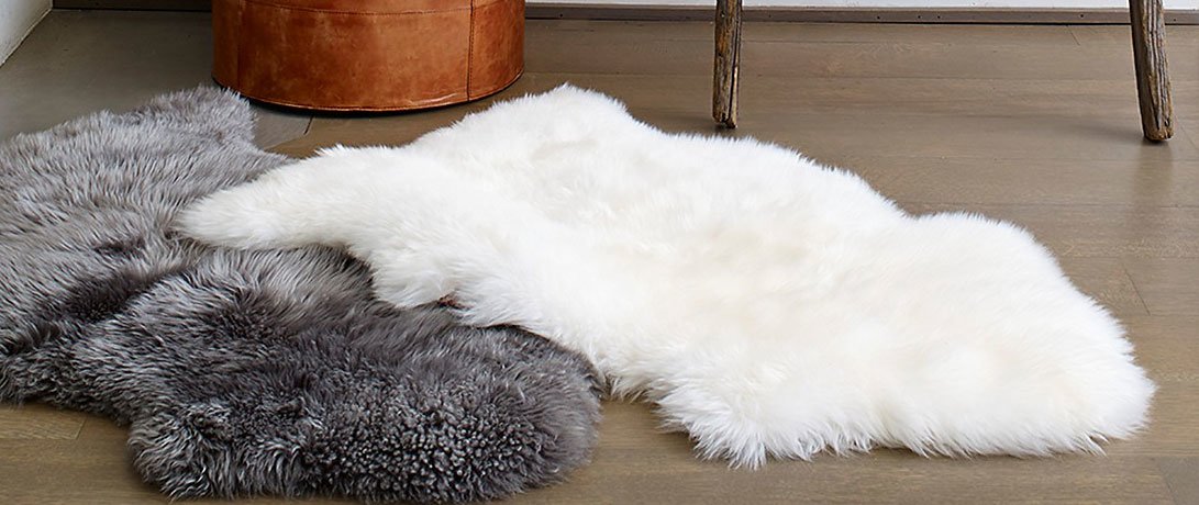 long wool sheepskin rug as home decor and carpet